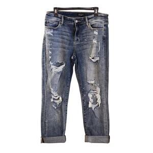 JUDY BLUE Boyfriend Fit Distressed Jeans, Size 13/31